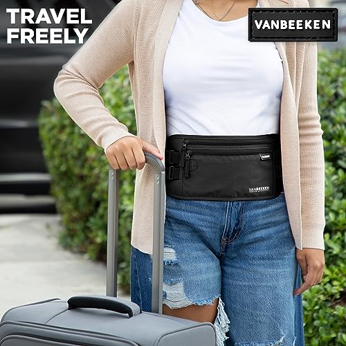 Van Beeken Money Belt & Passport Holder for Travel (Black) - Secure RFID Blocking Travel Wallet for Men and Women Hidden - Thumbnail 6