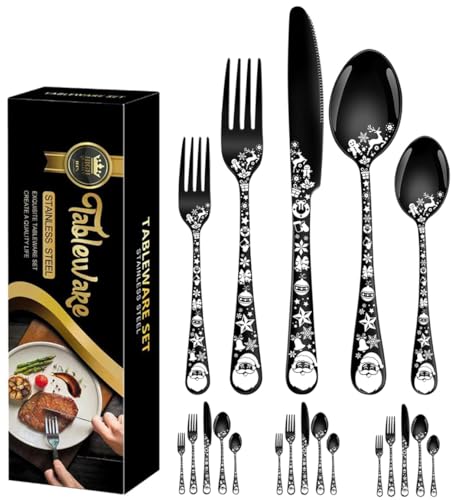 Service pour 4 de couverts de table pour Noël Halloween Pâques en inox durable