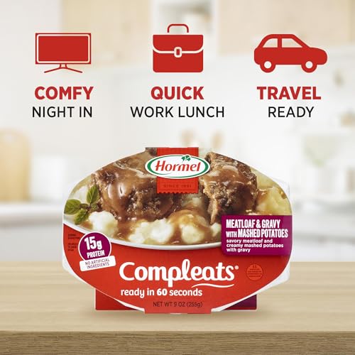 Image of HORMEL COMPLEATS Meatloaf & Gravy With Mashed Potatoes, 9 oz. (6 Pack) | Heat and Eat, Microwave Meals, Prepared Foods