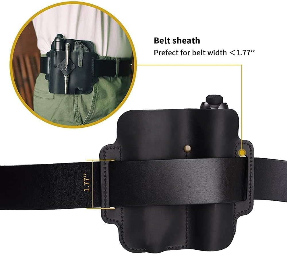 VIPERADE PJ19 Sac fourre-Tout en Cuir EDC avec Porte-clés, Boucle de Ceinture, Porte-Stylo pour Lampe de Poche, Outils de Camping en Plein air