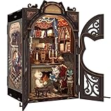 CuteBee -DIY ブックヌック キット-ドールハウス キット-ミニチュア ハウス キット-BookNook- 適用対象 初心者 ティーンエイジャー 大人向け DIYキット 誕生日プレゼント 装飾 コレクション アートワーク LEDライト付き（猫伯爵の書斎）