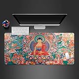 YRUJBT Tapis de Souris XXL Gaming Culture et art du bouddha oriental Mouse Pad Multifonction Grand sous Main Bureau 800x300x2mm Surface Spéciale Améliore la Vitesse et la Précision pour Jeux et Bureau