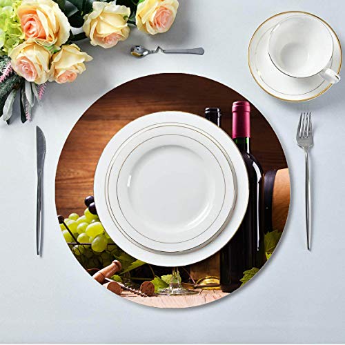 Red Wine And Cheese Placemats Dinner Mat Round Placemats Set Of 4 Non Slip Washable Table Mats For Kitchen Dinner Table Restaurant 13 X 13 Inch #TOP2