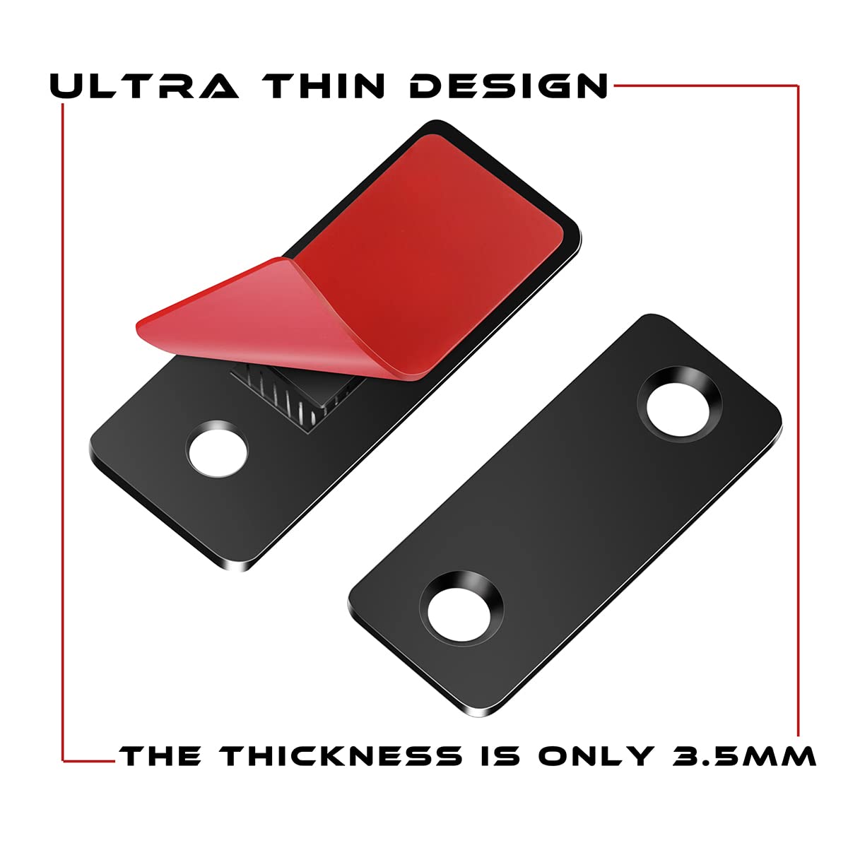 4 calamite ultra sottili, in acciaio inox, autoadesive, chiusura magnetica per porte scorrevoli, cucina, finestre, armadio (nero)