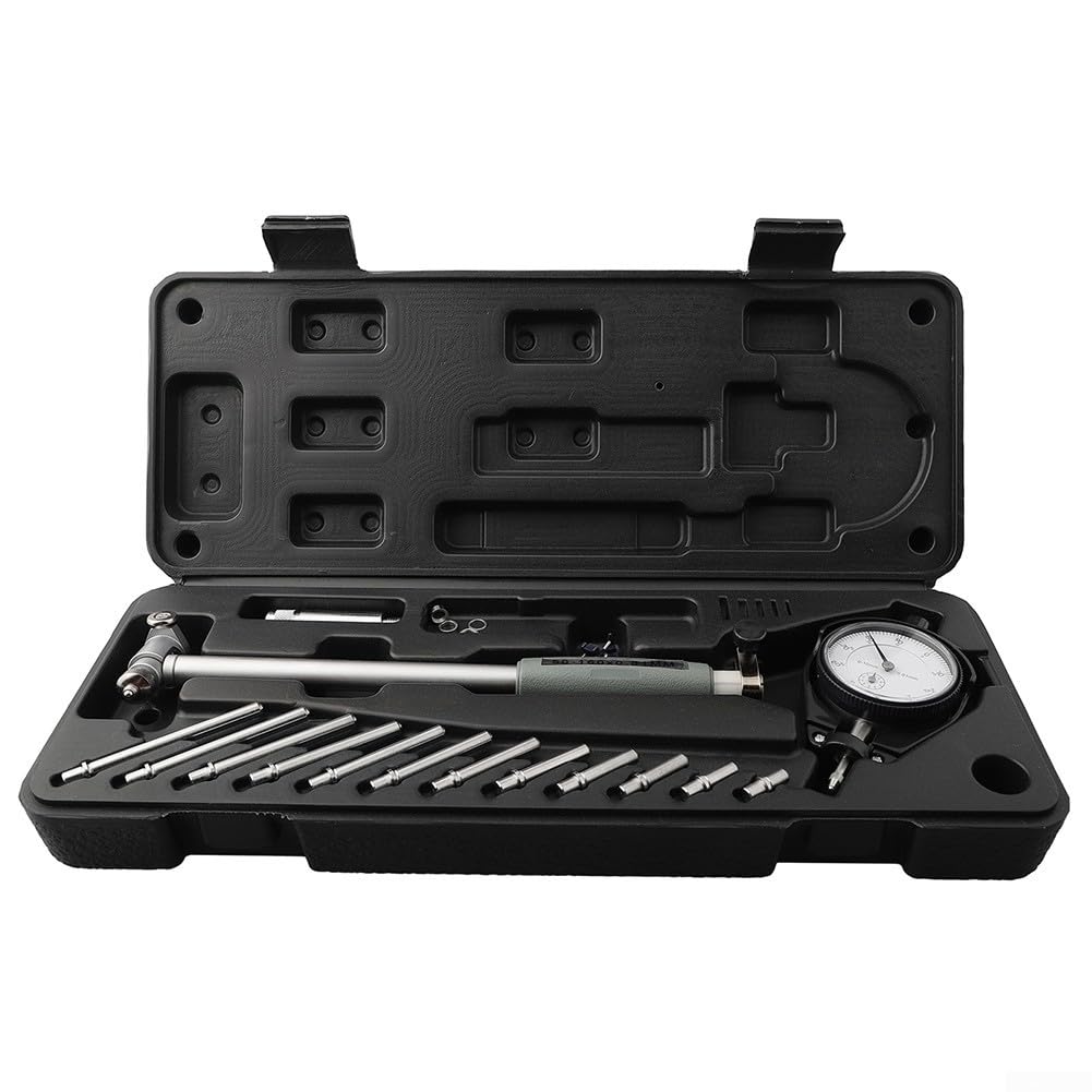 Messuhr Set 50-160mm Bohrungsmessgerät mit 12 Sonden 0.01mm Genauigkeit Edelstahl Innenmessgerät für Zylinderbohrungen Werkstatt