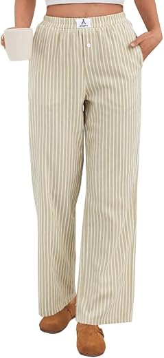 ANRABESS Women's Gingham Pants - Casual Lounge Pajama Bottoms for Home Sleep Resort Wear