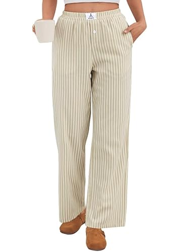 ANRABESS Women's Gingham Pants - Casual Lounge Pajama Bottoms for
