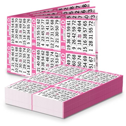 Bingo Paper Sheets – 6 Faces, 12" x 8" – Pack of 500 Disposable Bingo Cards – Recyclable Dauber Paper for Seniors, Adults & Community Events (Pink)