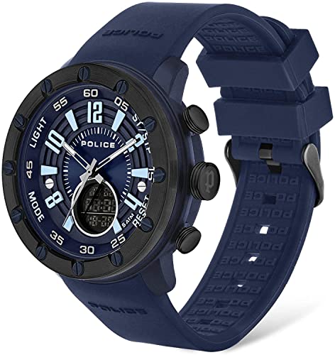 Image of Police Watches batur Mens Analogue - Digital Watch with Silicone Bracelet PL.16015JPBLU-03P