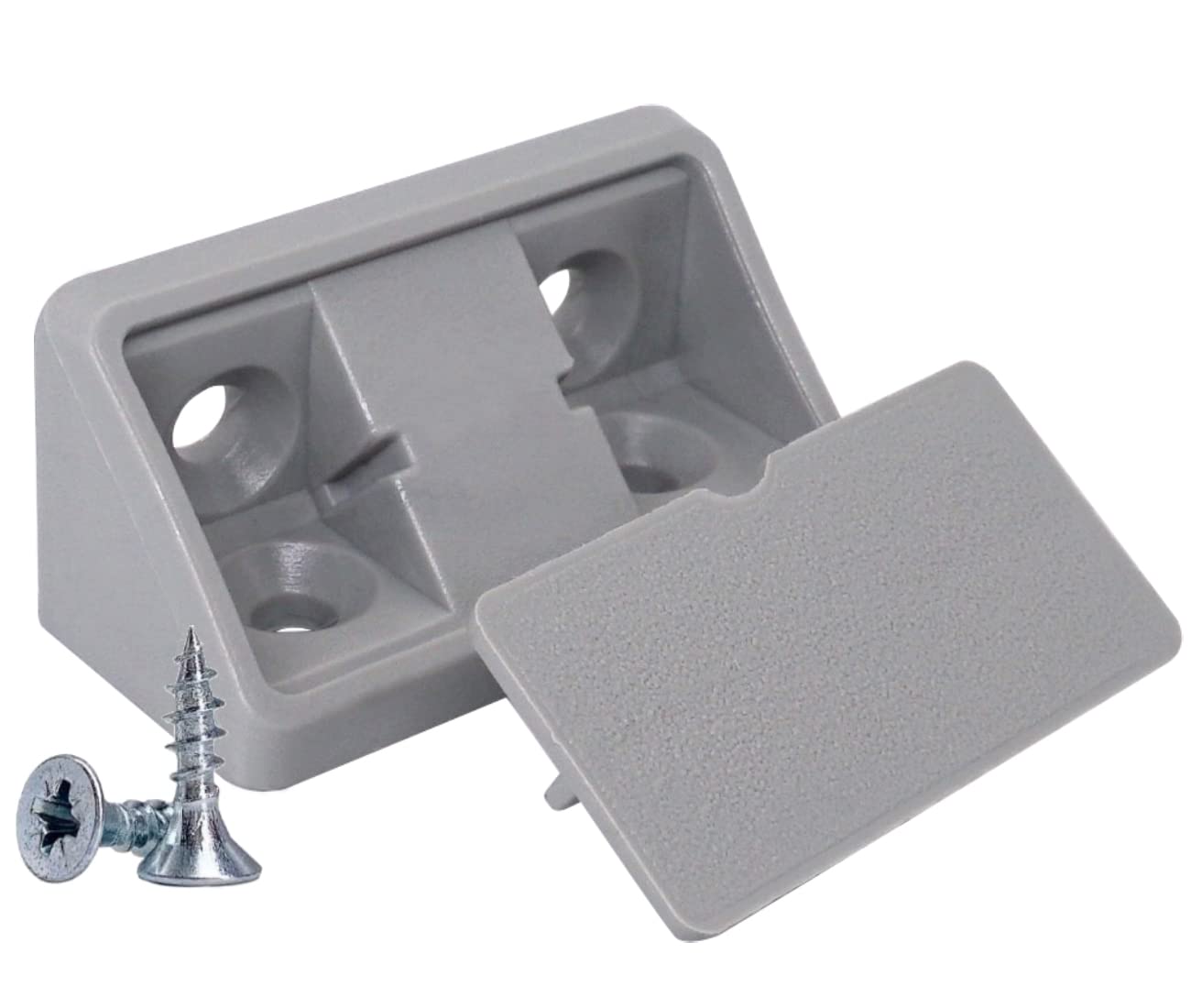 Skir'co Grey (20 Pcs) Shelf Brackets 44 X 20 X 20 Mm, 90 Degree Furniture Corner Brace, Plastic Right Angle Joint, Screws Included (20, )