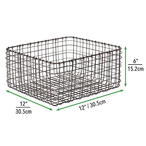 Mdesign Farmhouse Decor Metal Wire Storage Basket Bin For Storage & Organizing Closets, Shelves, And Cabinets In Bedrooms - Holds Shirts, Purses, Leggings, Scarfs, Hats - 12" X 12" - 3 Pack - Bronze #TOP5