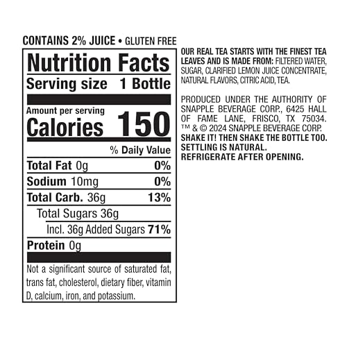 Snapple Peach Tea Lemonade, 16 fl oz, Pack of 12 - Thumbnail 2