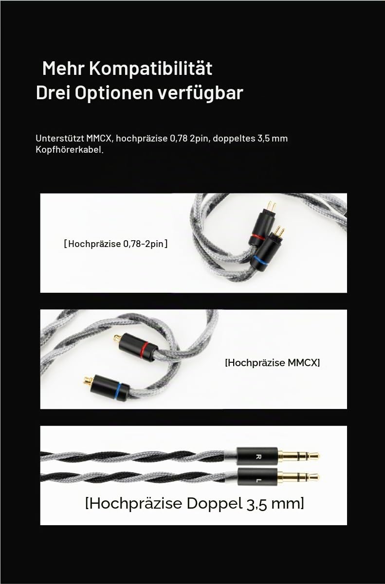 Moondrop Atami Kopfhörer-Upgrade-Kabel mit 4,4 mm voll symmetrischem Stecker ohne Mikrofon (0,78 mm, 2-polig)