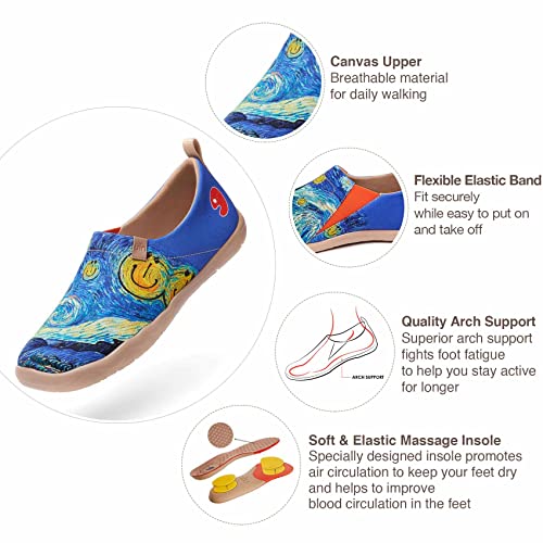 UIN Men's Slip Ons Canvas Lightweight Flats Sneakers Walking Casual Loafers Comfortable Art Painted Travel Shoes4