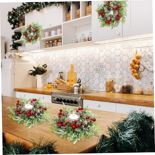 Couronne de bougies de Noël artificielle réutilisable pour table propre - 7