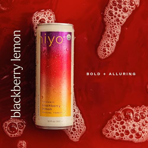 Hiyo Organic Social Tonic - Blackberry Lemon, 12 FZ - N.A. Functional Seltzer, Sparkling Water Crafted with Organic Adaptogens, Nootropics & Botanicals