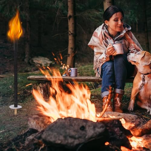 Ansobea 50 Stück Wachsfackeln Brennzeit 100 min, Gartenfackeln mit Handschutz, Fackel Feuerfackel mit Extra Langem Griff, für eine Wanderung mit Kindern, Lagerfeuer, Outdoor