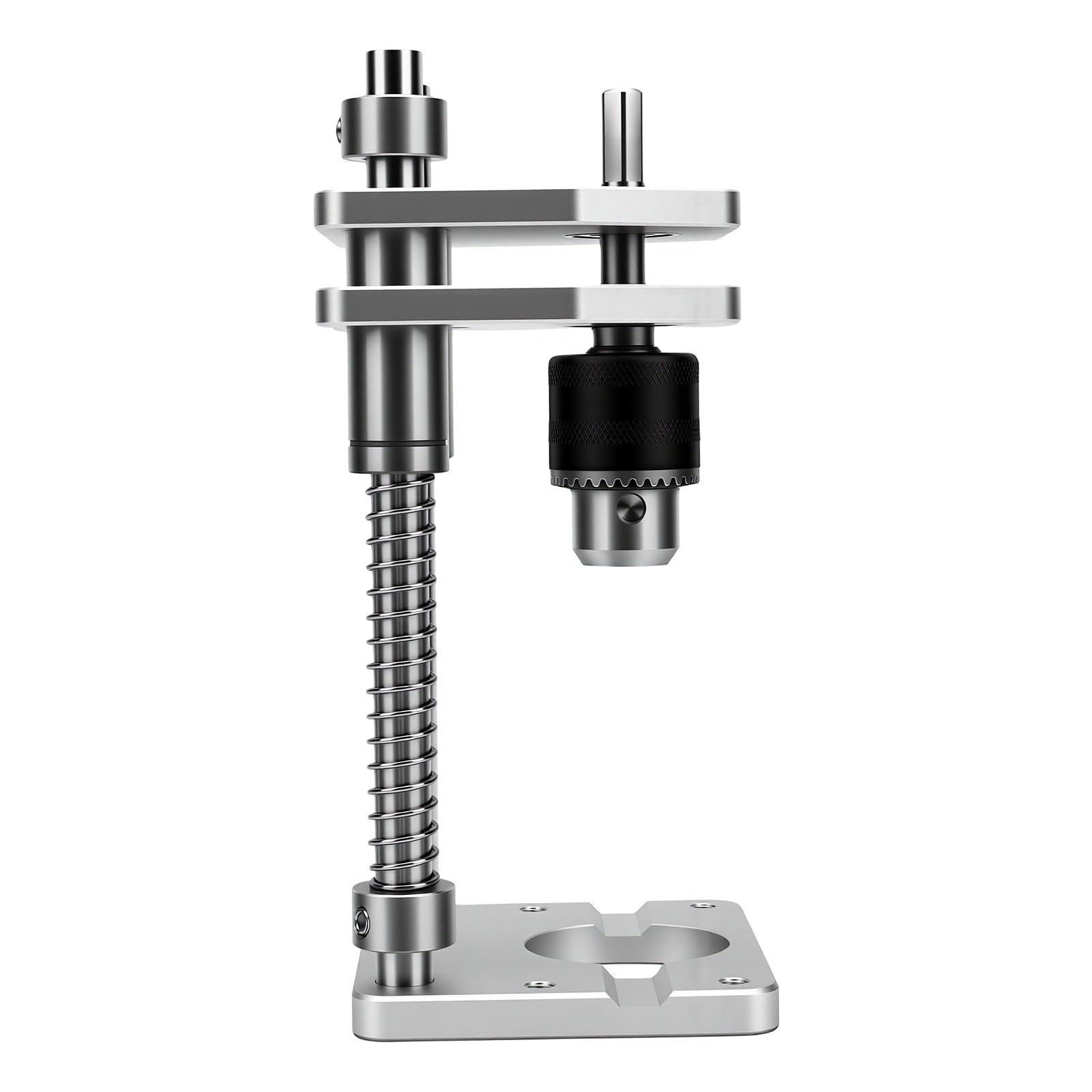 Eujgoov Guida per Trapano Portatile Supporto per Pressa con Corsa Regolabile da 3,8 Pollici Mini Supporto in Alluminio 6061 con di Foratura di Precisione con Mandrino da 3/8 24UNF