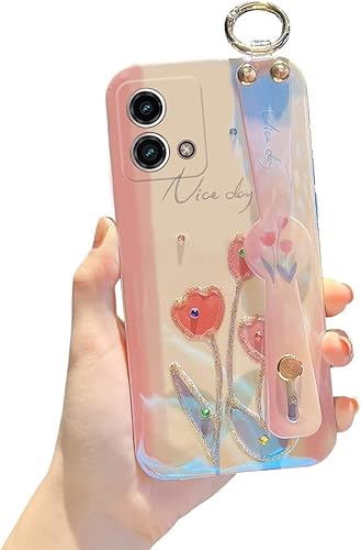 Funda protectora para Motorola Moto G Stylus 5G (no 4G) 2023 de 6.6 pulgadas con correa para la muñeca con purpurina IMD lindo diseño de dibujos