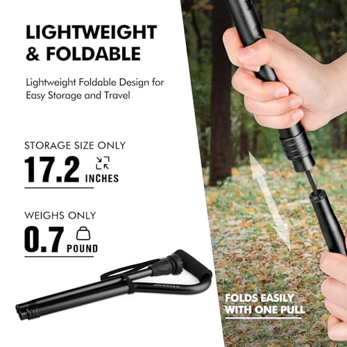 GPTCAMP Walking Cane and Walking Stick for Men Women,Lightweight Folding Canes with Offset Soft CushionedHandle,Adjustable&Collapsible,Mobility & Leg Surgery Recovery (Black) - Thumbnail 4