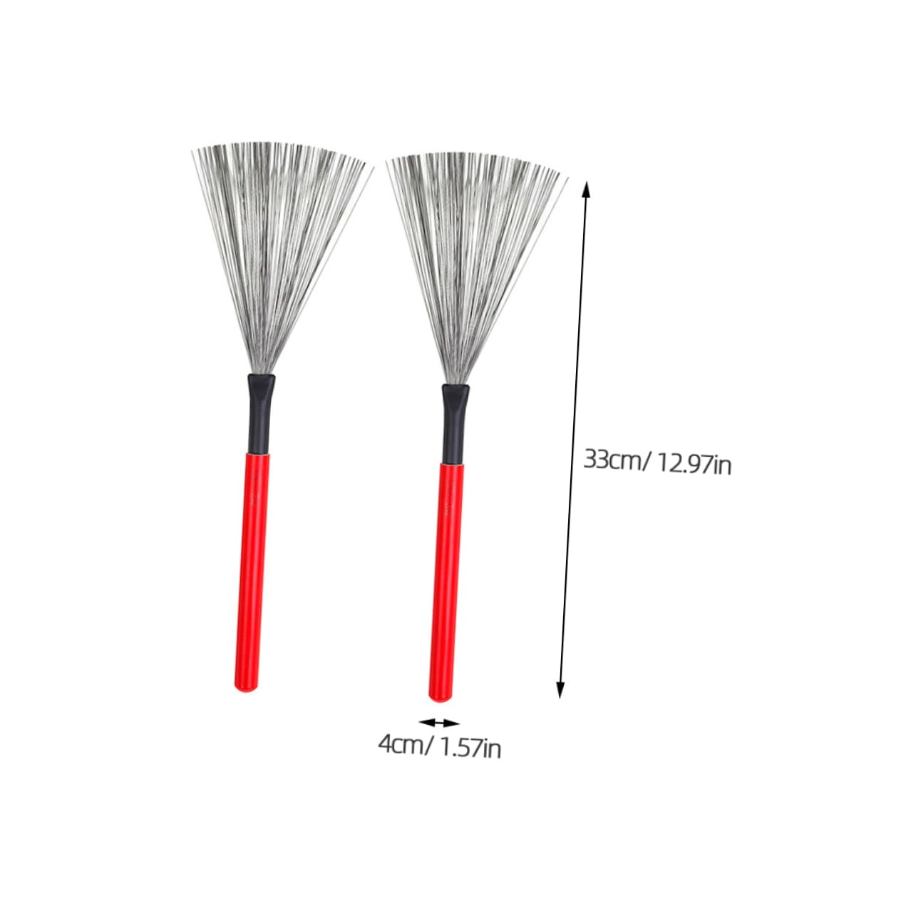 Wakauto 1 Pair Wood Handle Drum Brush Maple Drum Brush for Percussion Instrument High Carbon Steel Tool