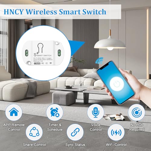 Miniatura 2 de Hncy Interruptor Wifi, Interruptor Inteligente Wifi, Interruptor Inteligente Alexa De Luz, Interruptores Inteligentes Compatible Con Alexa Y Google Home, Control Por App Tuya Smart Life