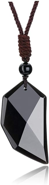 JOVIVI Black Obsidian Crystal Stone Healing Wolf Tooth Pendant Necklace Men Natural Gemstone Quartz Amulet Lucky Protection Crystal Necklace for Women Jewellery