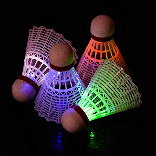 SPDD 4 peças de petecas de badminton de LED que brilham no escuro Badminton Birdie bola de treinamen