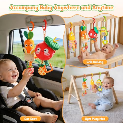 YELUFT Baby Toys for 0 3 6 9 12 Months, Baby Hanging Toys, Car Seat Stroller Crib Gym Baby Rattle Toys with Teether for Newborn Infants Baby Boys Girls Gifts — view 6