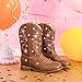 Parrosoo Toddler Boots Girls Cowgirl Cowboy Western Boots Boys Size 9 Sparkly Glitter Star Wide Boot Low Heels Fall Riding Shoes West Horse Fashion Birthday Party (8901 Brown 9)