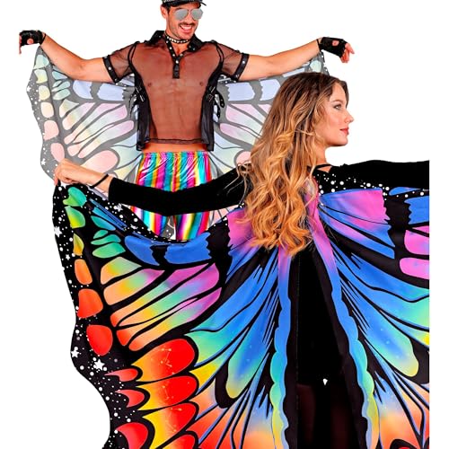 W WIDMANN MILANO Party Fashion - Ailes de papillon arc-en-ciel, 175 x 140 cm, accessoire de costume pour carnaval et cosplay