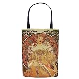 Alphonse Mucha's Reverie Canvas Art Tote Bag, Art Nouveau Movement, Aesthetic Reusable Carry on Shou