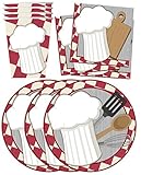 Chef Cooking Birthday Party Supplies Set Plates Napkins Cups Tableware Kit for 16