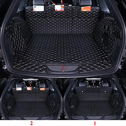 Fhjbp Trunk Cover Mats Cargo Liner Floor Mat For 2011-2021 Jeep Grand Cherokee Wk2 With Subwoofer On The Right Side (2022 2023 Do Not Fit) - 3D Laser Largest Coverage Black W/Gold Stitching #TOP4