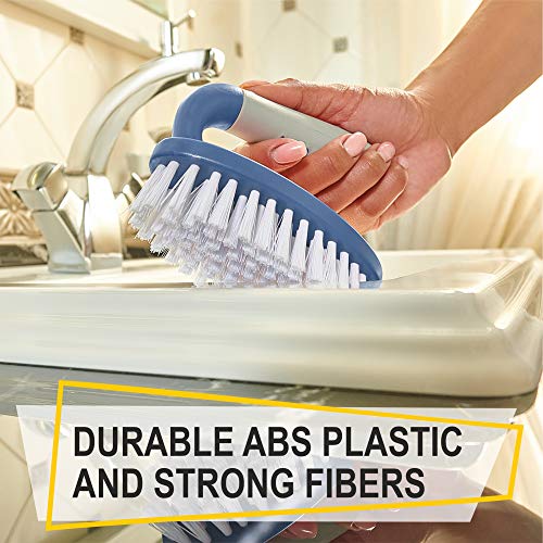 Scrub Brush Set of 3pcs - Cleaning Shower Scrubber with Ergonomic Handle and Durable Bristles - Grout Cleaner Brush - Scrub Brushes for Cleaning Bathroom, Shower, Tile, Kitchen, Floor (Blue) by Trazon - Image 3
