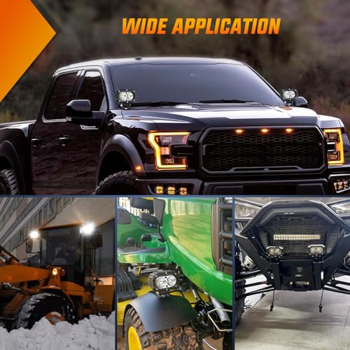 Image of Nilight LED Pod Light 24W 4 Inch 2PCS White Flood Beam Driving Lights LED Pods IP67 Waterproof Auxiliary Offroad Lighting for Truck Tractor SUV ATV UTV Golf Cart Boat Motorcycle Dirt Bike