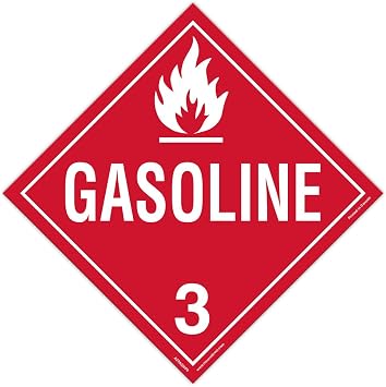 INCOM Manufacturing 10.75 Inch x 10.75 Inch Class 3 Gasoline DOT Placard, Adhesive VynMarkTM Peel & Stick Label, Red/White, AZTA320PS