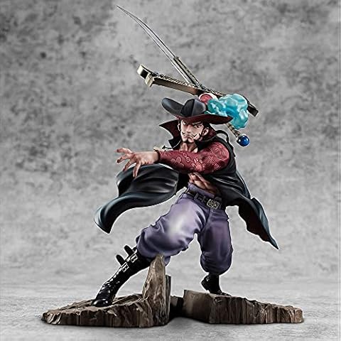 AWSLXS Anime One Piece Great Swordsman Dracule Mihawk Standing Posture Collection Desktop Model Two Dimensions Figure Decorations PVC Boxed 23cm Cover