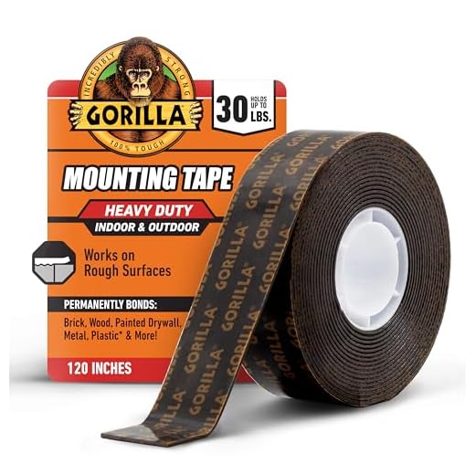 Gorilla Heavy Duty, Extra Long Double Sided Mounting Tape, 1" x 120", Black, (Pack of 1)