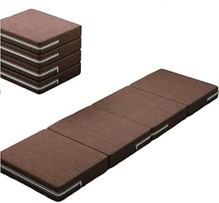 Beauenty Folding Mattress 4-Section Memory Foam Topper - Portable Floor Mattress with Washable Cover for Camping