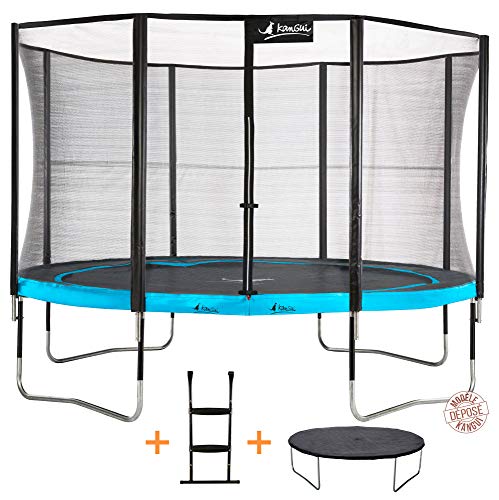 KANGUI - Cama elástica de jardín Redondo 426 cm + Red de Seguridad + Escalera + Funda de protección | PUNCHI Atoll 430