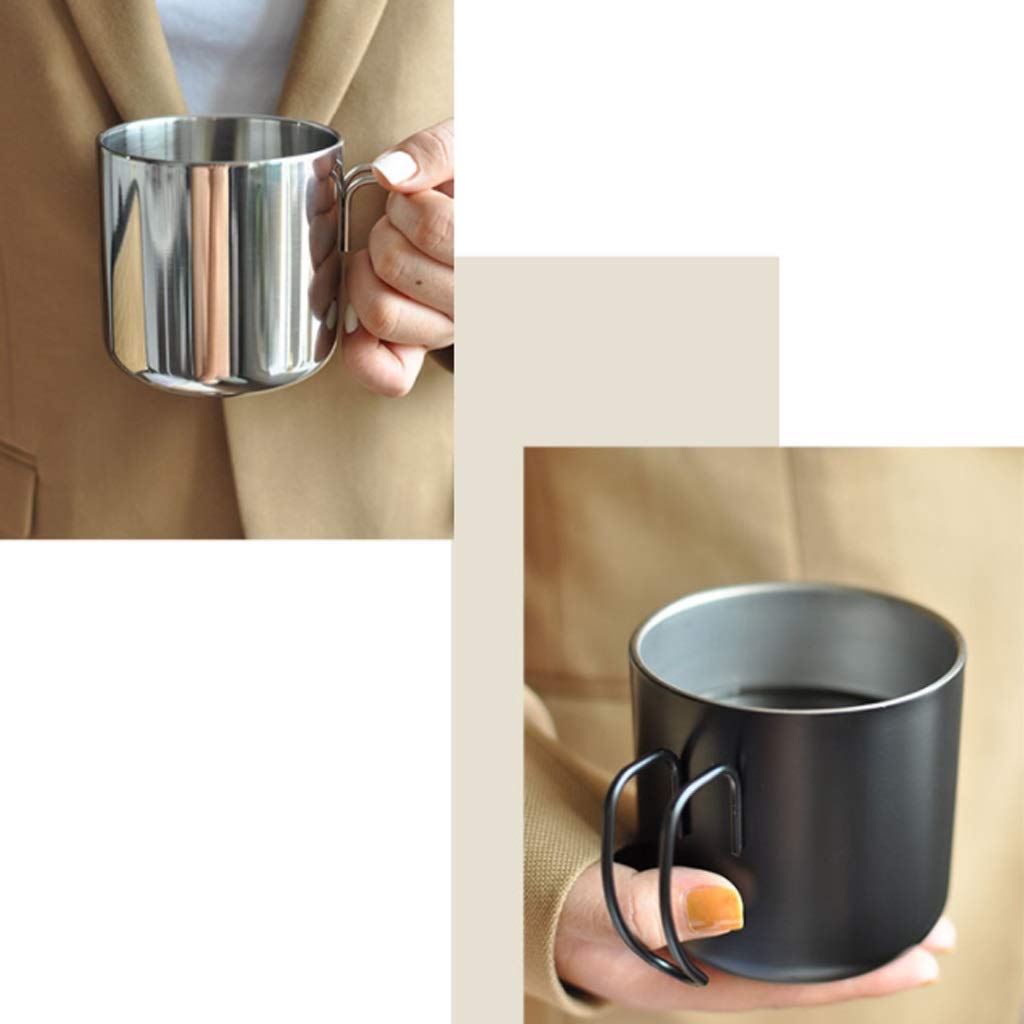 Kaffee-Becher Edelstahl-Becher kann aufgehängt Werden Kapazität Becher mit Griff-Vakuum-isoliert Doppelschicht-Kaffeetasse Einfache tragbare Teetasse 400ml (Color : White)