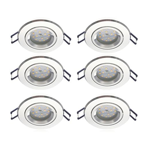 Trango 6er Set LED Einbaustrahler aus gedrehte Aluminum TG6737R-06MOSD I Einbauleuchte I Deckenstrahler I Badleuchte incl. 6x 3-Stufen dimmbar LED Modul Ultra flach 30mm Einbautiefe