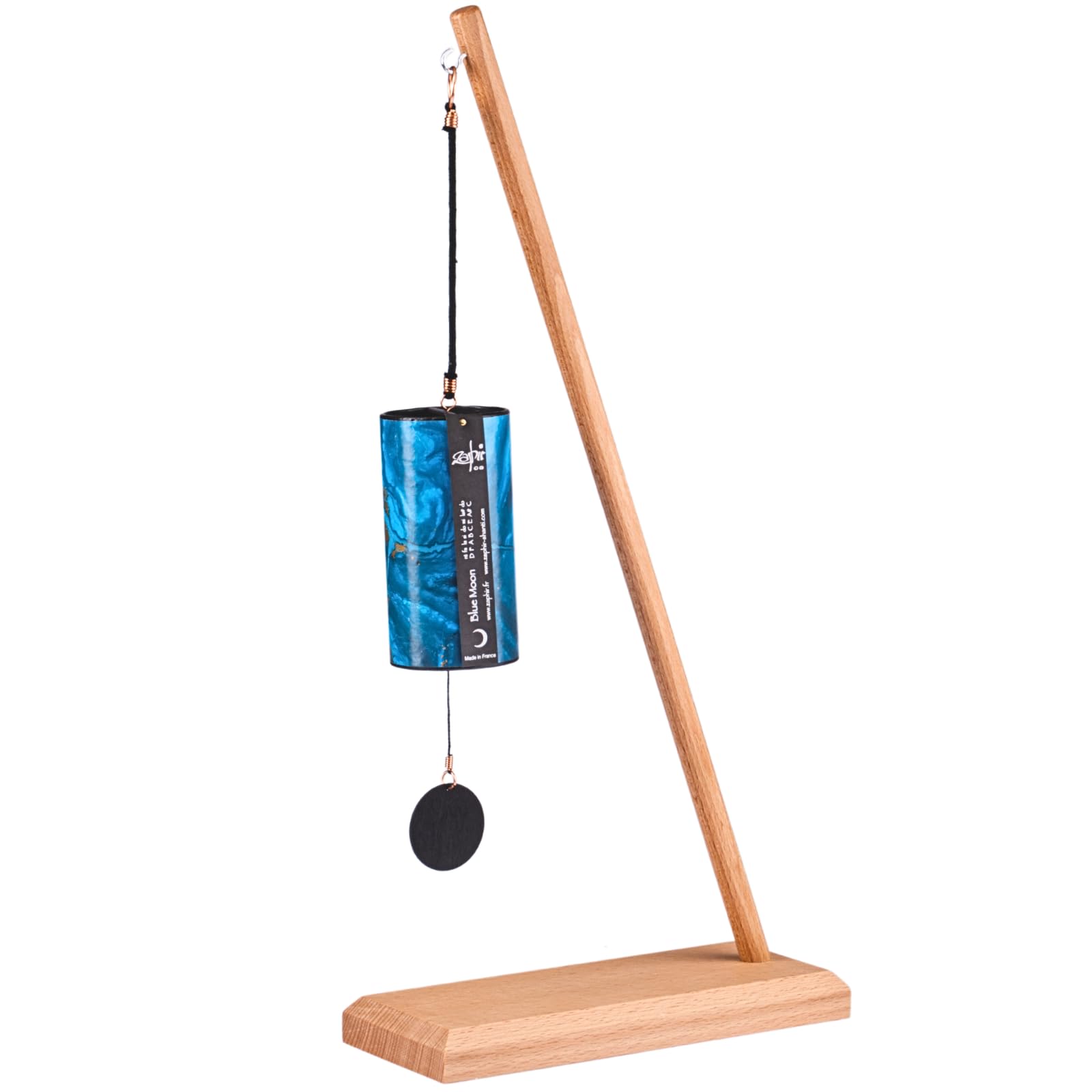 Zaphir Klangspiel Blue Moon Winter mit Ständer - Klangspielständer Pisa aus Buchenholz - 55 cm Höhe für Yoga, Kinder zur Entspannung und Meditieren