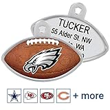 GoTags Personaized NFL Dog Tags, Philadelphia Eagles, Football Shape Custom Engraved Pet ID Tags