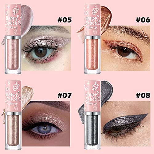 Evpct 8 Colors Liquid Glitter Shimmer Metallic Eyeshadow Set Glitter Sparkle Colorful Liquid Eyeliner Makeup Set Delineador Pupilentes De Ojos Contra El Agua Sombras Colores Para Ojos Con Brillo 03 #TOP2