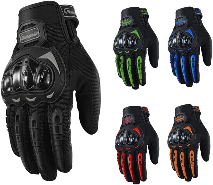 Motorcycle Gloves – Full Finger Biker Gloves for Men & Women, Leather Riding Cycling & Racing Hard Knuckle Dirt Bike Gloves, Breathable & Durable Touchscreen Motorcycle Gloves