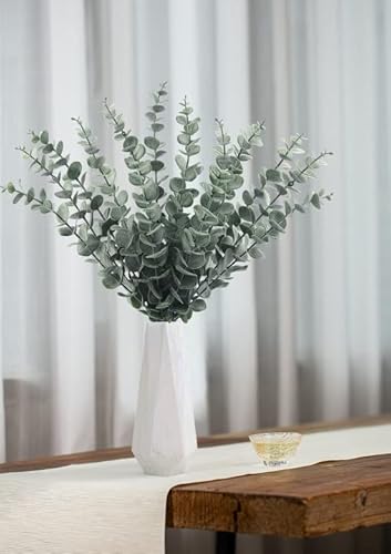 Tiyard 18Pcs 18" Tall Eucalyptus Stems Artificial Eucalyptus Leaves Greenery Decor Faux Eucalyptus Real Touch For Wedding Bouquet Centerpiece Home Decor… #TOP2