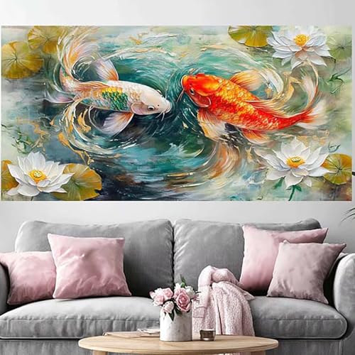 Diamond Painting Poisson 80x160cm : Grand Format DIY Peinture Diamant Fleur 5D