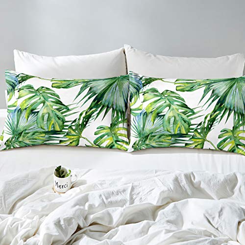 Palm Tree Fitted Sheet Deep Pocket Twin Size For Kids Teens Adult Banana Leaf Print Sheet Set Hawaii Beach Theme Bedding Set Tropical Botanical Bottom Sheet Ultra Soft Hotel Dorm Decoration #TOP2